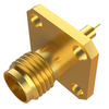 SMA Connectors Female Soldering 4 Hole Flange For Microstrip Low insertion loss design