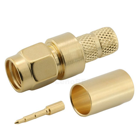 SMA Male Connector Straight Crimping For LMR240 Cable Gold Ferrule