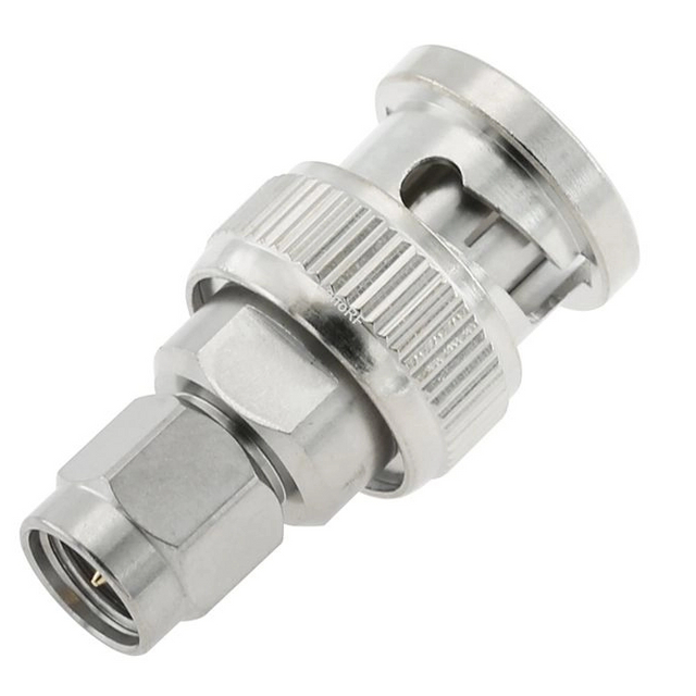 SMA Plug to BNC Plug Straight Stainless Steel Adapter 50 Ohm 