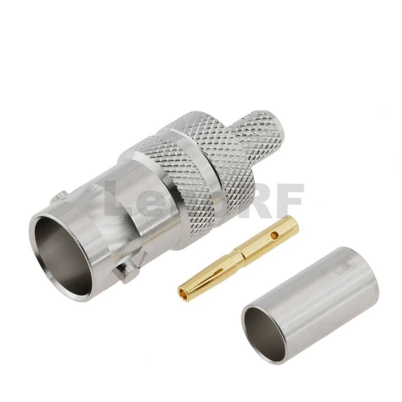 Industrial Grade BNC Connector Female Straight Crimping For RG58 RG223 Cable For Satellite