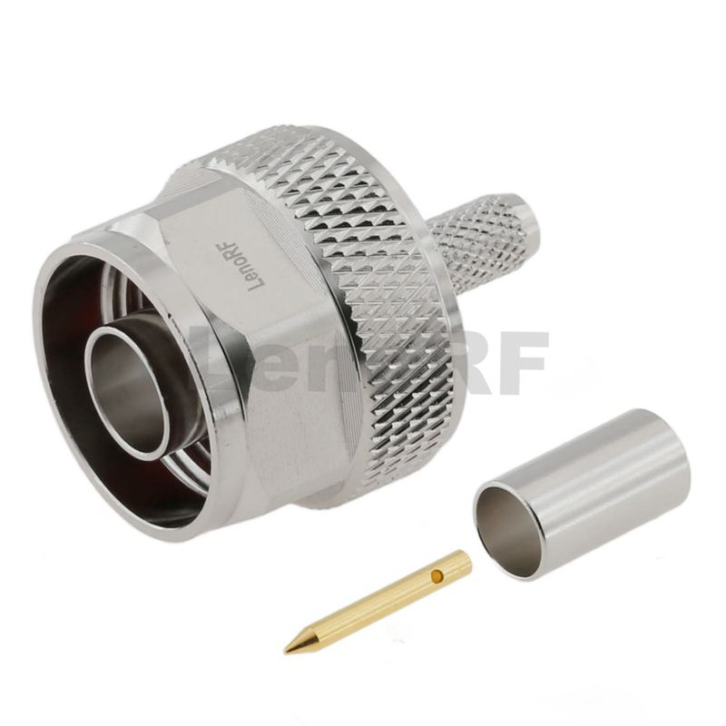 Anti-corrosion Type-N Connectors Plug Clamping Straight Brass Tri-metal Plating For RG58 RG223 Cable 