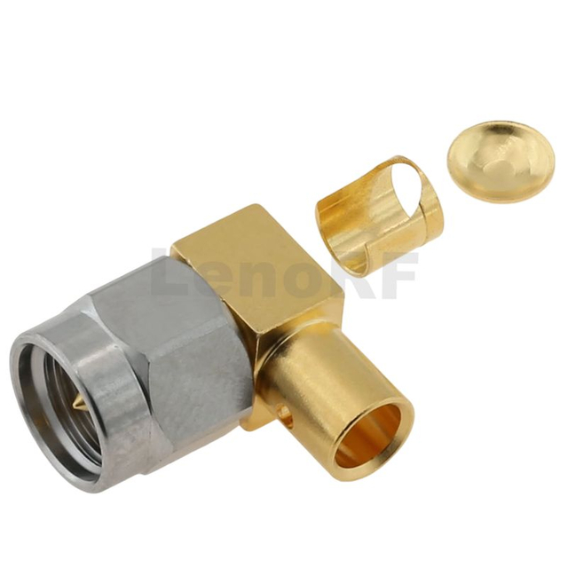 SMA Plug Stainless Steel Connector Solder Right Angle For Semi-Flexible,Semi-Rigid RG405 Cable 