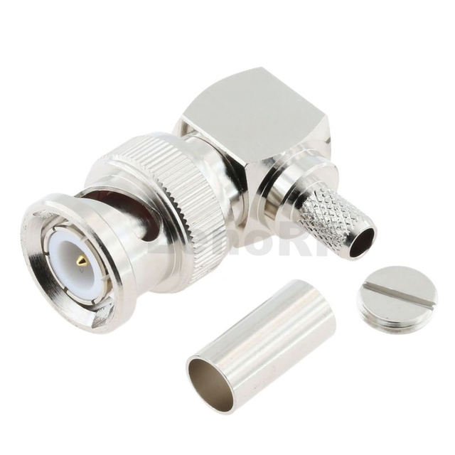 BNC Connector Plug Crimp Right Angle For RG58 RG223 RG142 Cable