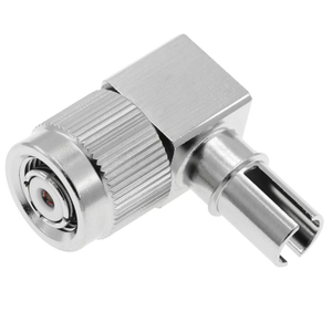 Mini-UHF Jack Crimp Right Angle Solder Cup Connector, Nickel-Plated Brass, Rugged Type for Satellite, GPS, Radio, and Communication Equipment