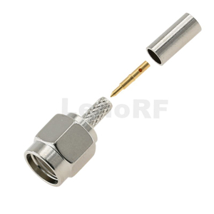 Rugged SMA Male Connector Straight Crimping Contact AuroDur Plated For RG174 RG316 Coaxial Cable