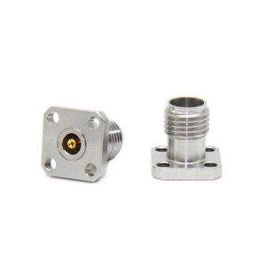 2.92mm Jack Connector Straight Rectangle 4 Hole Flange Solder For PCB, Glass Beads