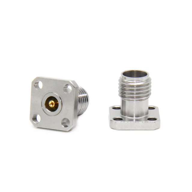 2.92mm Jack Connector Straight Rectangle 4 Hole Flange Solder For PCB, Glass Beads