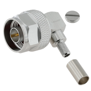 High Reliability Type-N Male Connector Right Angle Crimping Brass Nickel Plated For RG58 RG223 Cable 