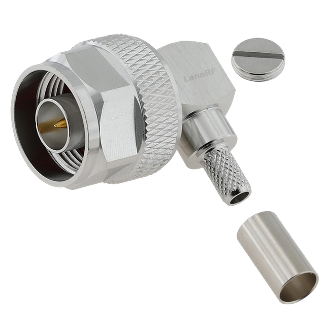 High Reliability Type-N Male Connector Right Angle Crimping Brass Nickel Plated For RG58 RG223 Cable 
