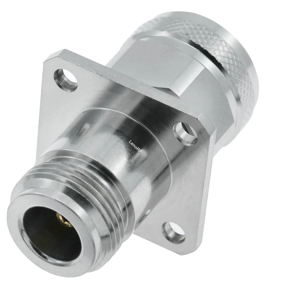 N Plug To Jack Straight Flange Mount Stainless Steel Adapter 