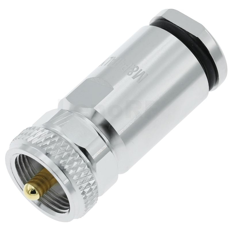 High-Quality UHF Male Clamp Straight Coax Connector, 50Ω Nickel-Plated Plug for Flex 7 Cable