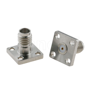 SSMA Jack Connector Straight Rectangle 4 Hole Flange Solder For PCB, Glass Beads