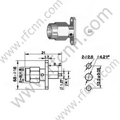 SMA Connectors Male 2 Holes Flange Straight For Microstrip