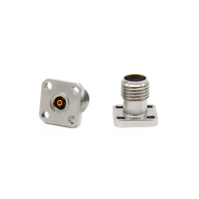 2.92mm Jack Connector Straight 4 Hole Flange Solder For PCB With Glass Beads