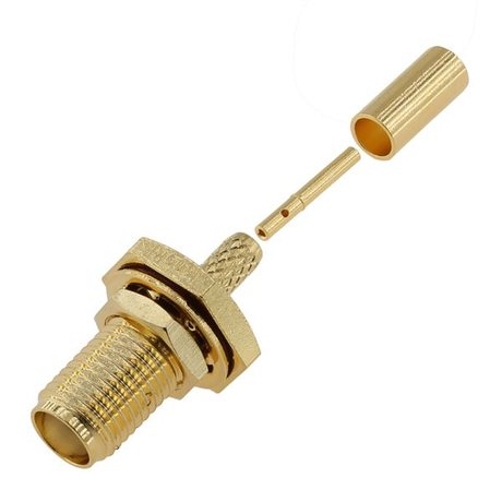 SMA Female Connector Bulkhead Straight Crimping For RG316 Cable