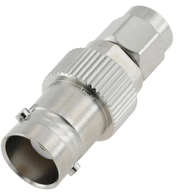 SMA Plug to BNC Jack Straight Stainless Steel Adapter 50 Ohm 