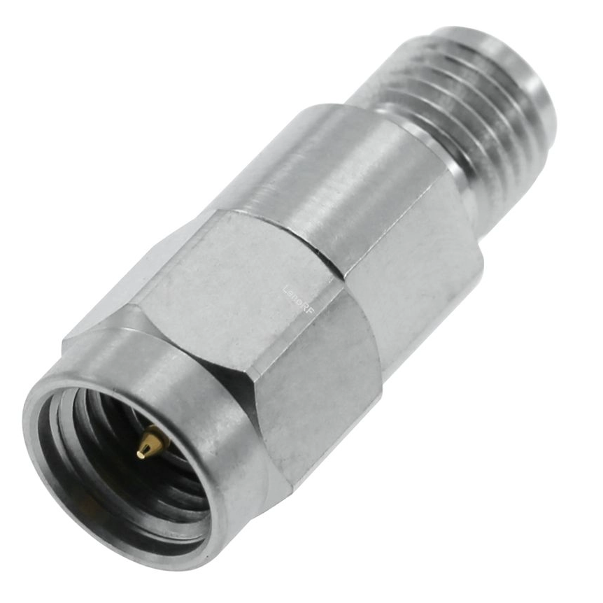 3.5 mm Plug To Jack Adapter 50 OHM Straight Stainless Steel 