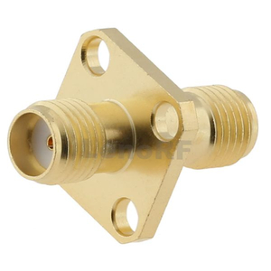 Durable SMA Female To Female 4-Hole Flange Mount Brass Body Adapter For Telecommunication