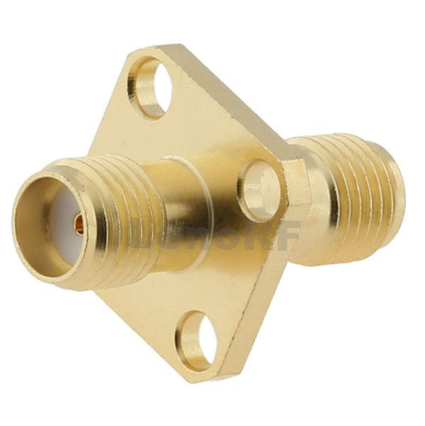 Durable SMA Female To Female 4-Hole Flange Mount Brass Body Adapter For Telecommunication