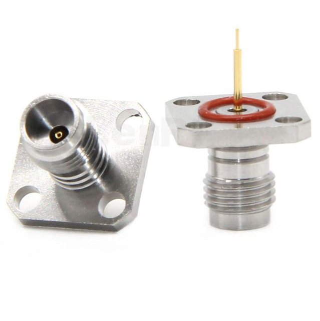High Frequency 1.85mm Flange Jack Straight Connector for Microstrip | 4-Hole Mount RF Microwave 50Ω Interface