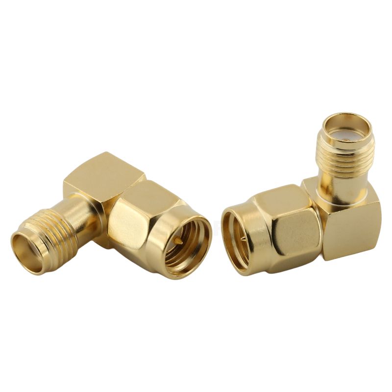 SMA Plug To Jack Right Angle Adapter Gold Plated 