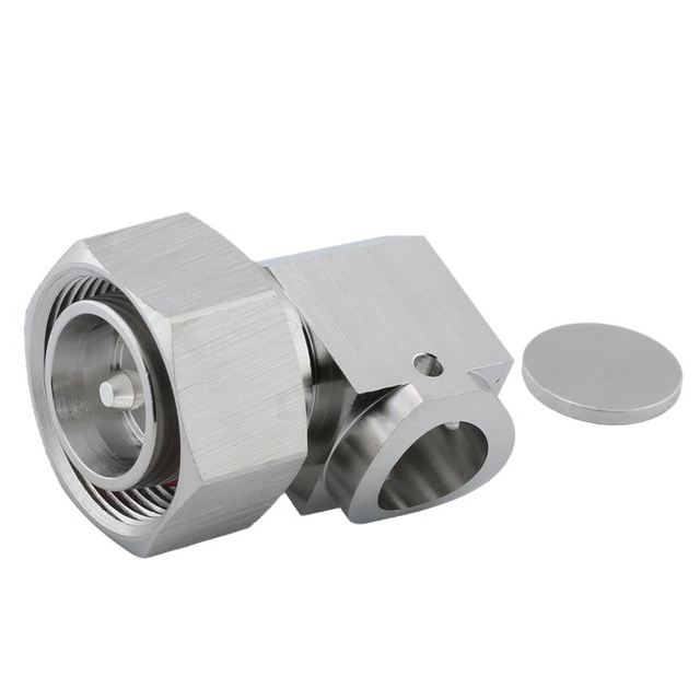 4.3/10 Connector Male Soldering Right Angle For 3-8“ Corrugated Cable