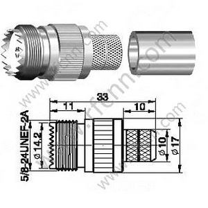 UHF Connector Female Crimping For RG213 Cable