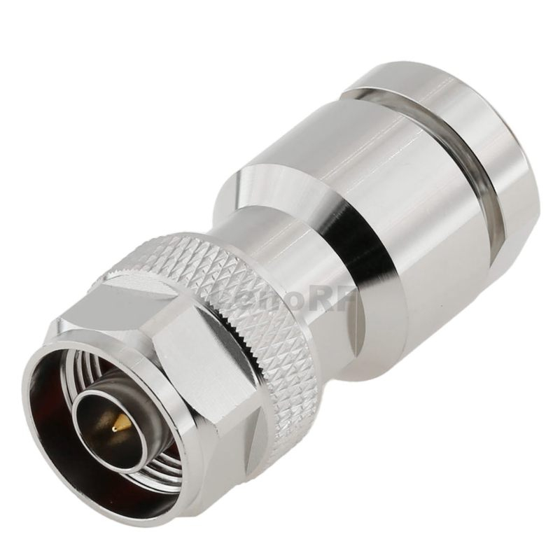 High Durable Type-N Connectors Plug Clamping Straight Brass Tri-metal Plating For LMR500 Cable 