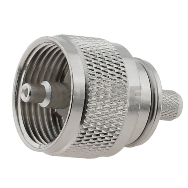 Rugged UHF Plug Crimping Straight For RG58 Cable Brass Nickel Plated For Satellite