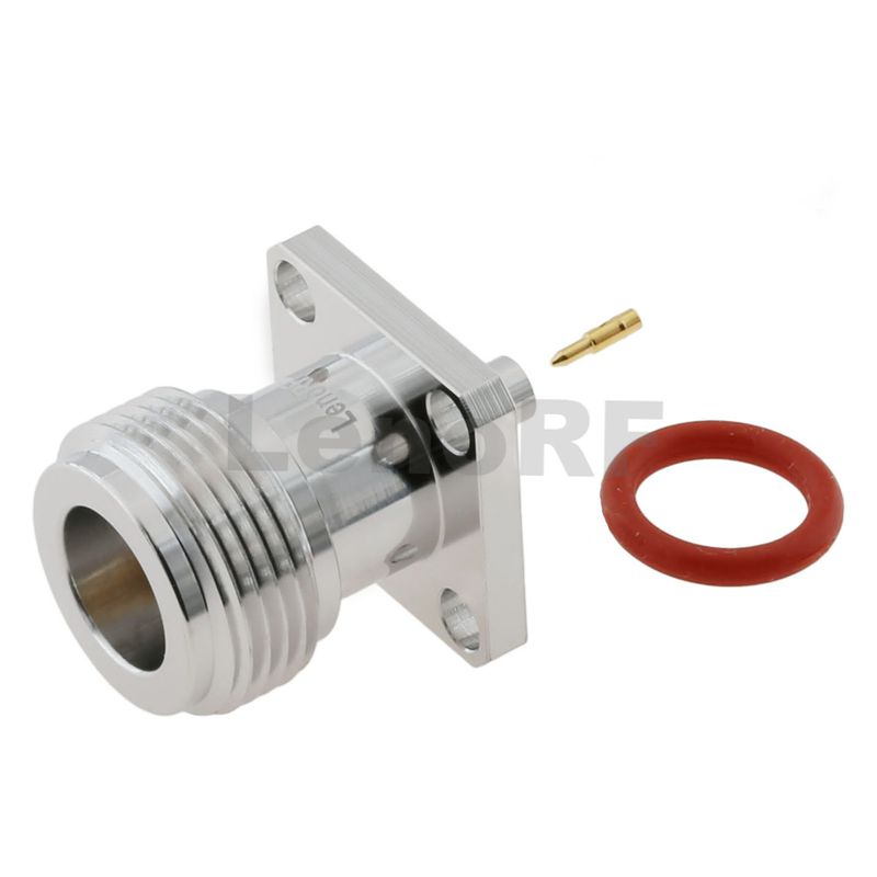 Low VSWR Type-N Female Connector Straight 4-Hole Flange Mounted Soldering For RG405 086 Semi-Rigid Cable 