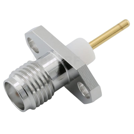 SMA Connectors Jack Straight 2-hole Flange For Microstrip, NIckel Plating