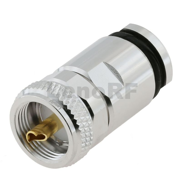 Reliable UHF Plug Clamp Straight For RG213 Cable Brass Nickel Plated For Radar