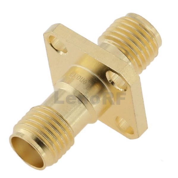 Durable SMA Female To Female 4-Hole Flange Mount Brass Body Adapter For Telecommunication