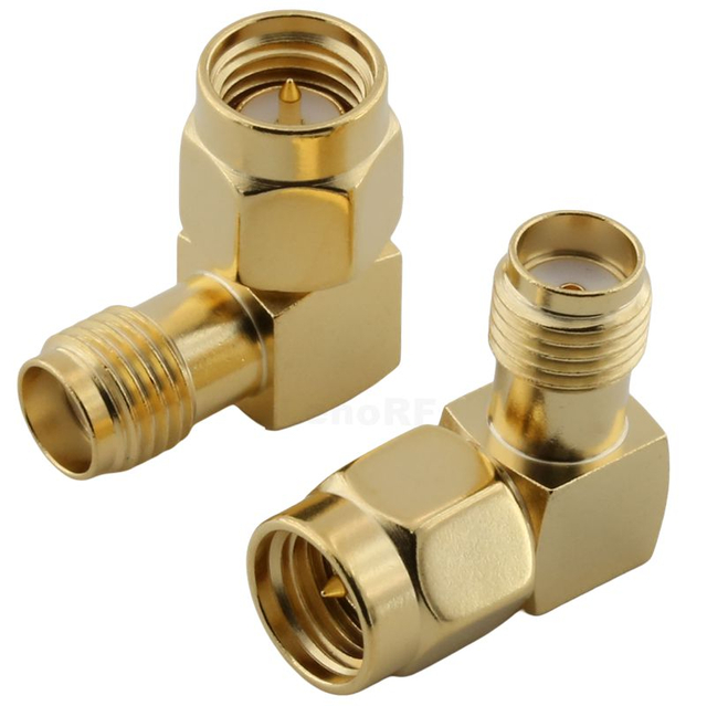 SMA Plug To Jack Right Angle Adapter Gold Plated 