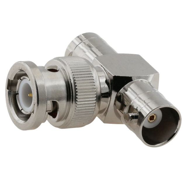 BNC Female To Male T-shape Brass Body Adapter Nickel Plated