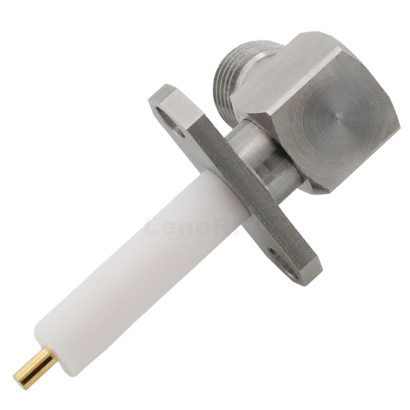 SMA Jack Connector Right Angle 4-Hole Flange For PCB - Stainless Steel Body