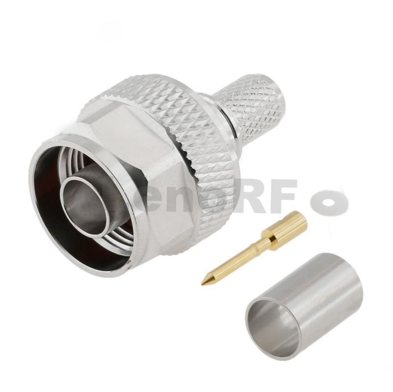 Type-N Connectors Plug Brass Tri-metal Plating Crimping Straight For LMR300 Cable For Antenna