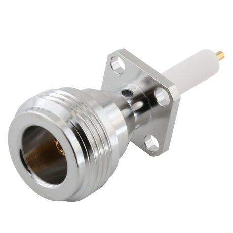 Type-N Connectors Plug Soldering Straight 4-hole Flange Brass For Microstrip