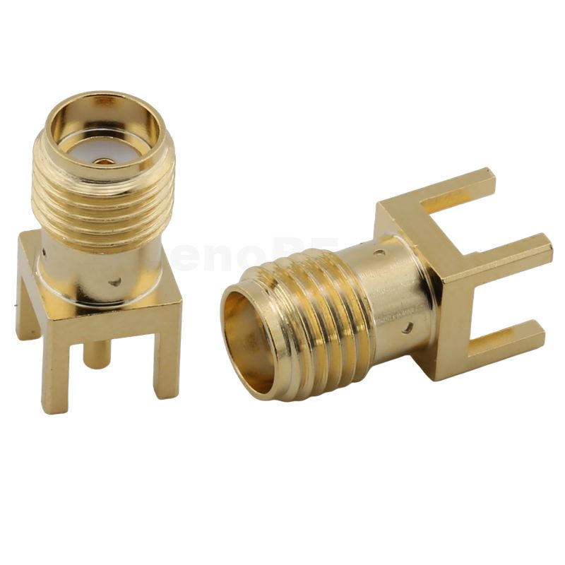 SMA Connectors Jack Straight Soldering For PCB, Gold Plating