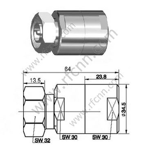 DIN 7/16 Male Clamping Connector For 3/8" Super Flexible Cable