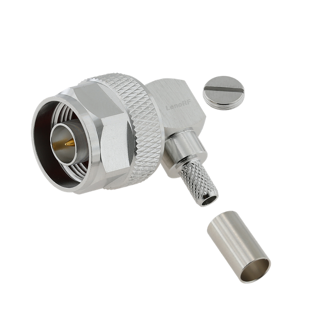 High Reliability Type-N Male Connector Right Angle Crimping Brass Nickel Plated For RG58 RG223 Cable 