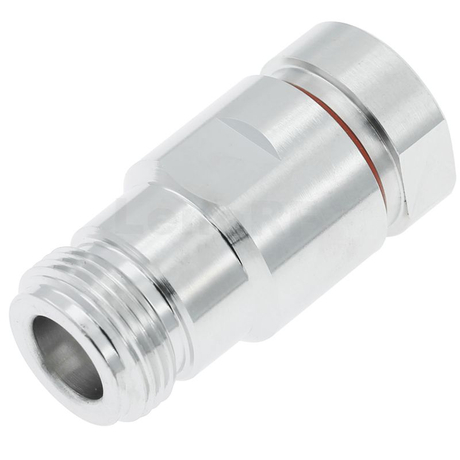 N-Type Connector Jack Straight Clamp Type for 1/4" Flexible Coaxial Cable, Low PIM