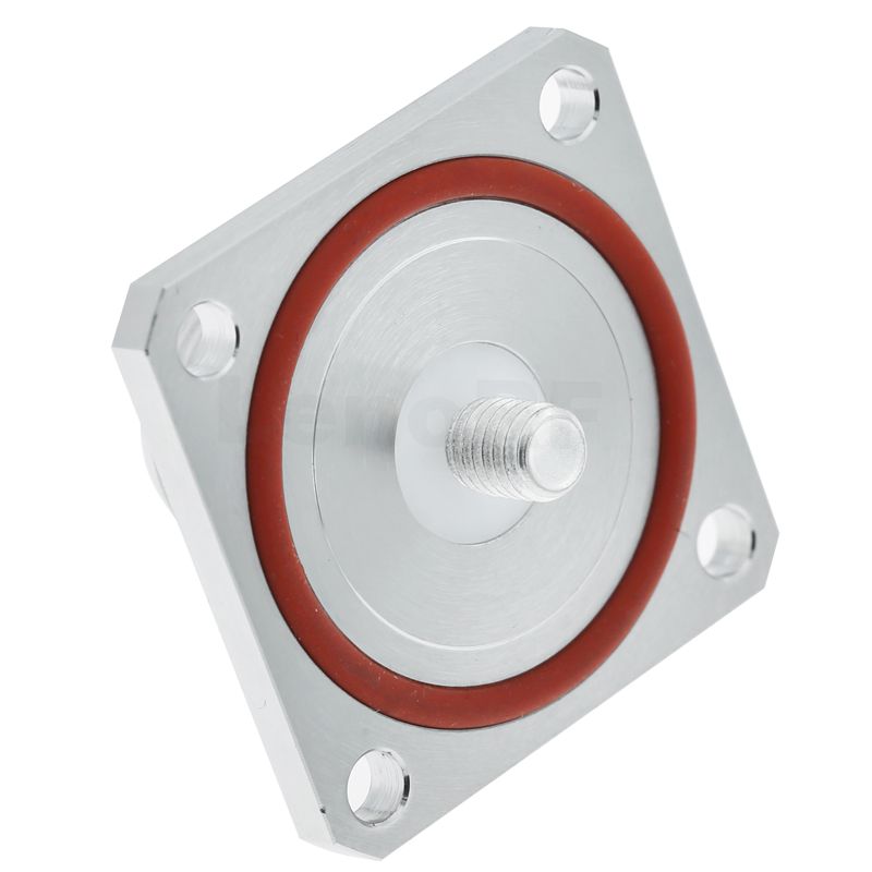 High-Reliability N-Type Female 4-Hole Flange Connector, Straight Screw Terminal for PCB, Low PIM RF Coax