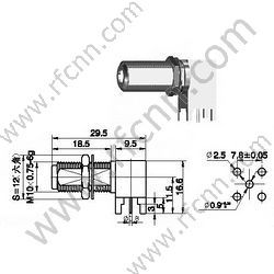 F female Right angle for PCB RF Connector