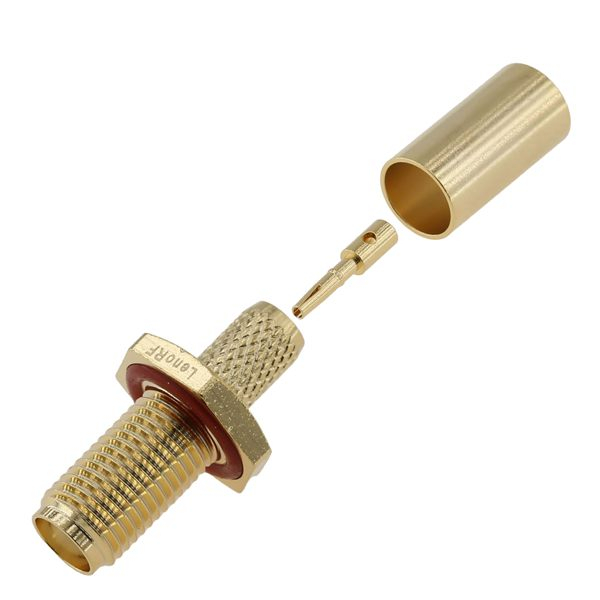 SMA Female Connector Bulkhead Straight Crimping For RG58 RG223 Cable