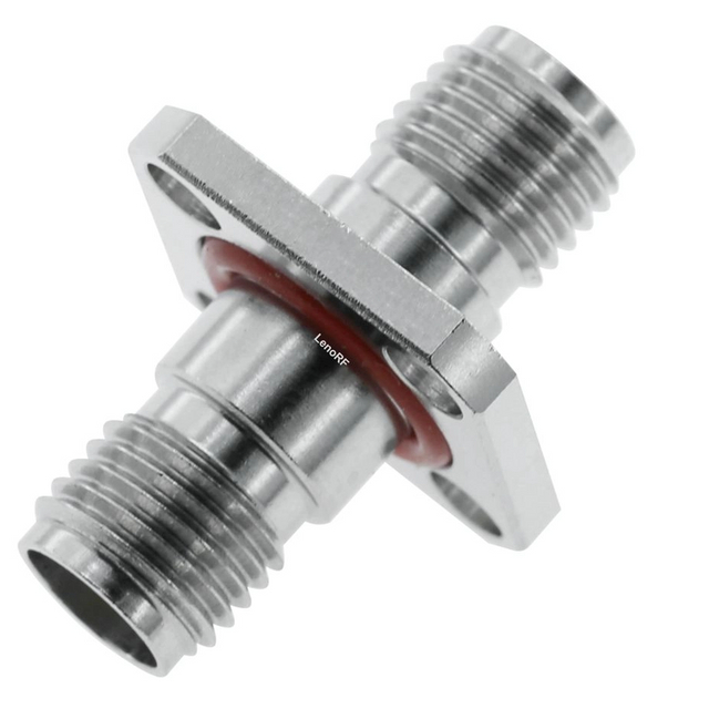 2.92 mm Jack To Jack Flange Adapter 50 OHM Straight Stainless Steel 