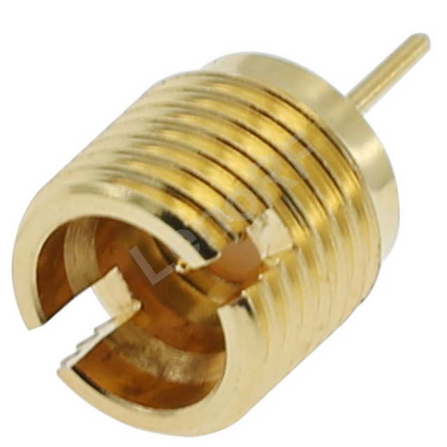 SMP Plug Connector Thread-in Straight For PCB , Gold Plating