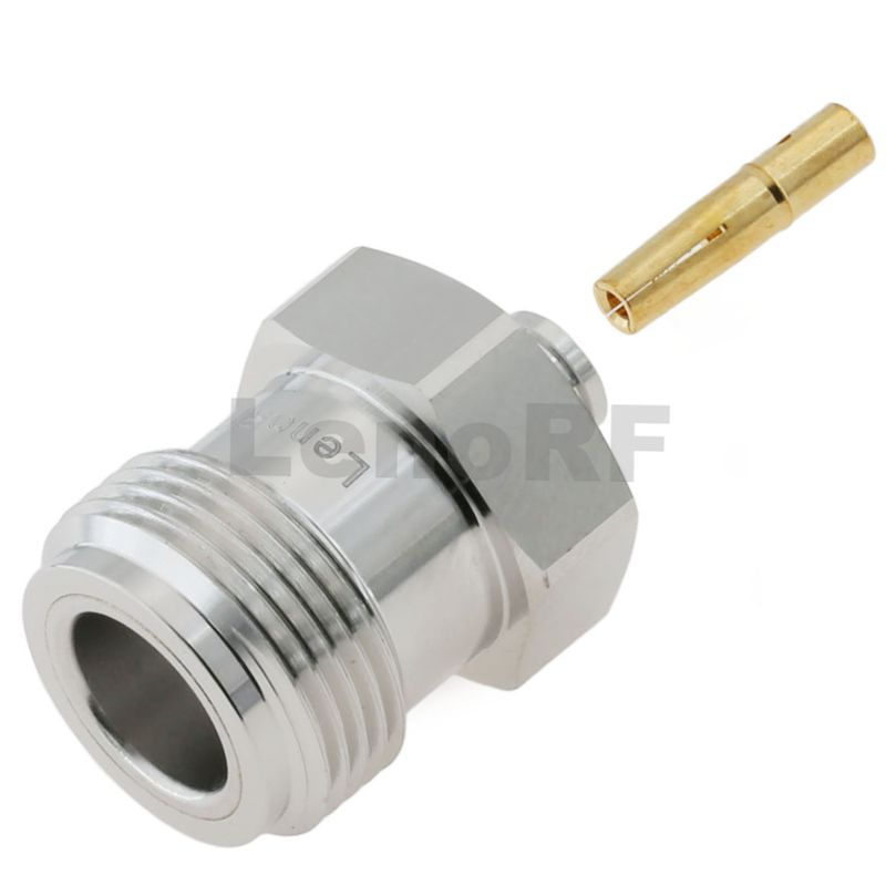 Low loss Type-N Female Connector Bulkhead Soldering For RG402 141 Cable For Communication