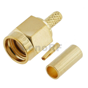 Low Loss RP-SMA Male Connector Straight Crimping Brass Body Gold Plated For RG316 Coaxial Cable