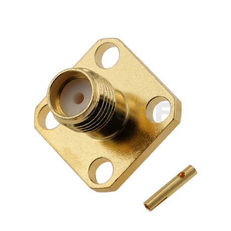 SMA Connector Female 4-hole Flange Solder For 141 Cable 